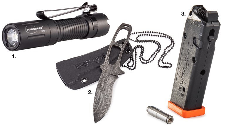First Gear | Powertac E3R Nova- 820 Lumen Rechargeable Flashlight, Bear & Son Cutlery, DryFireMag | An Official Journal Of The NRA