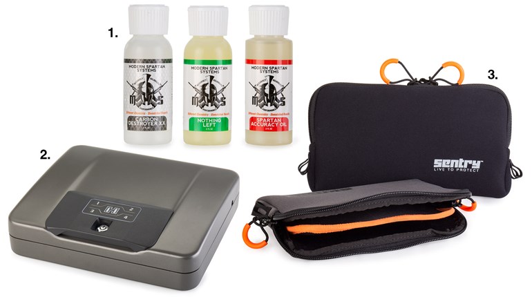 First Gear | Modern Spartan Systems’ Suppressor Shield pre-treatment kit, Hornady Rapid Safe 4800KP, Sentry Handgun Go Sleeves | An Official Journal Of The NRA