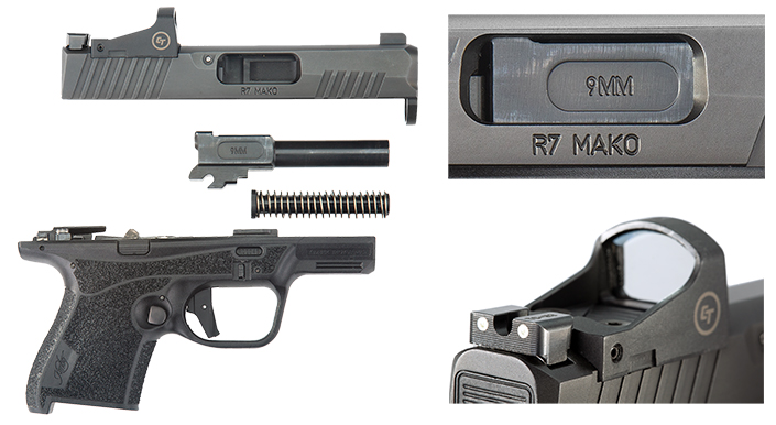 red-dot and standard sights,right-side-only ejection port
