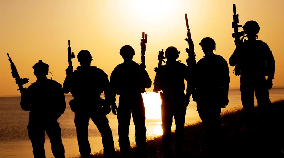 Army troops silhouette