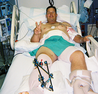 Greg Stube in hospital bed