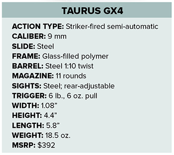 Taurus GX4 specs