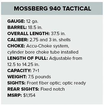 MOSSBERG 940 TACTICAL specs