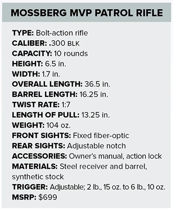 Mossberg .300 BLK MVP Patrol Rifle specs