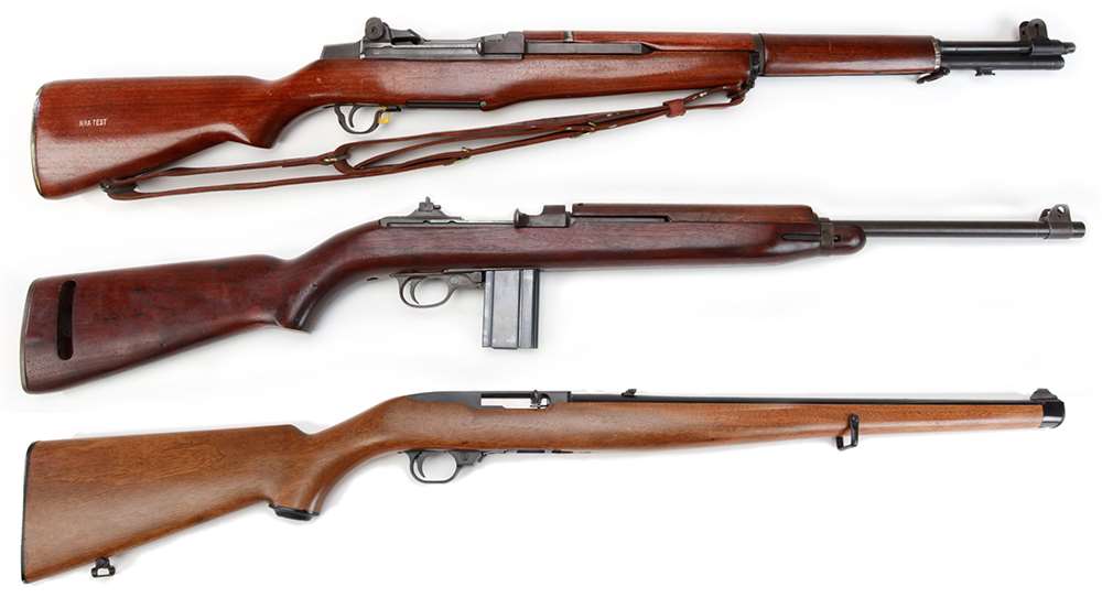 M1 Garand, M1 carbine, Ruger 10/22.