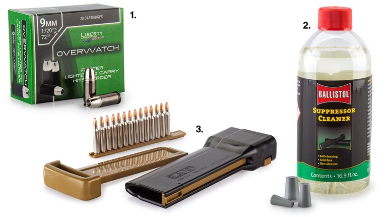 First Gear | Liberty Overwatch Ammo, Ballistol Suppressor Cleaner, RAM-IT speed loaders | An Official Journal Of The NRA